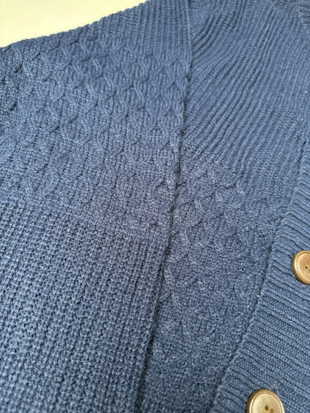 Studio Navy Textured Button-Front Cardigan - Picture 6 of 7